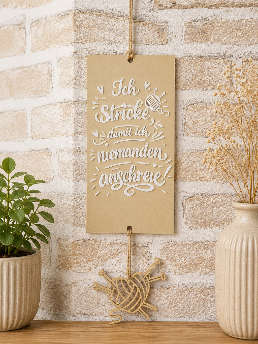 Ich stricke, damit ich niemanden anschreie | Strick Deko | Geschenk für Strickfans | 3D Druck Wanddeko (Kopie)