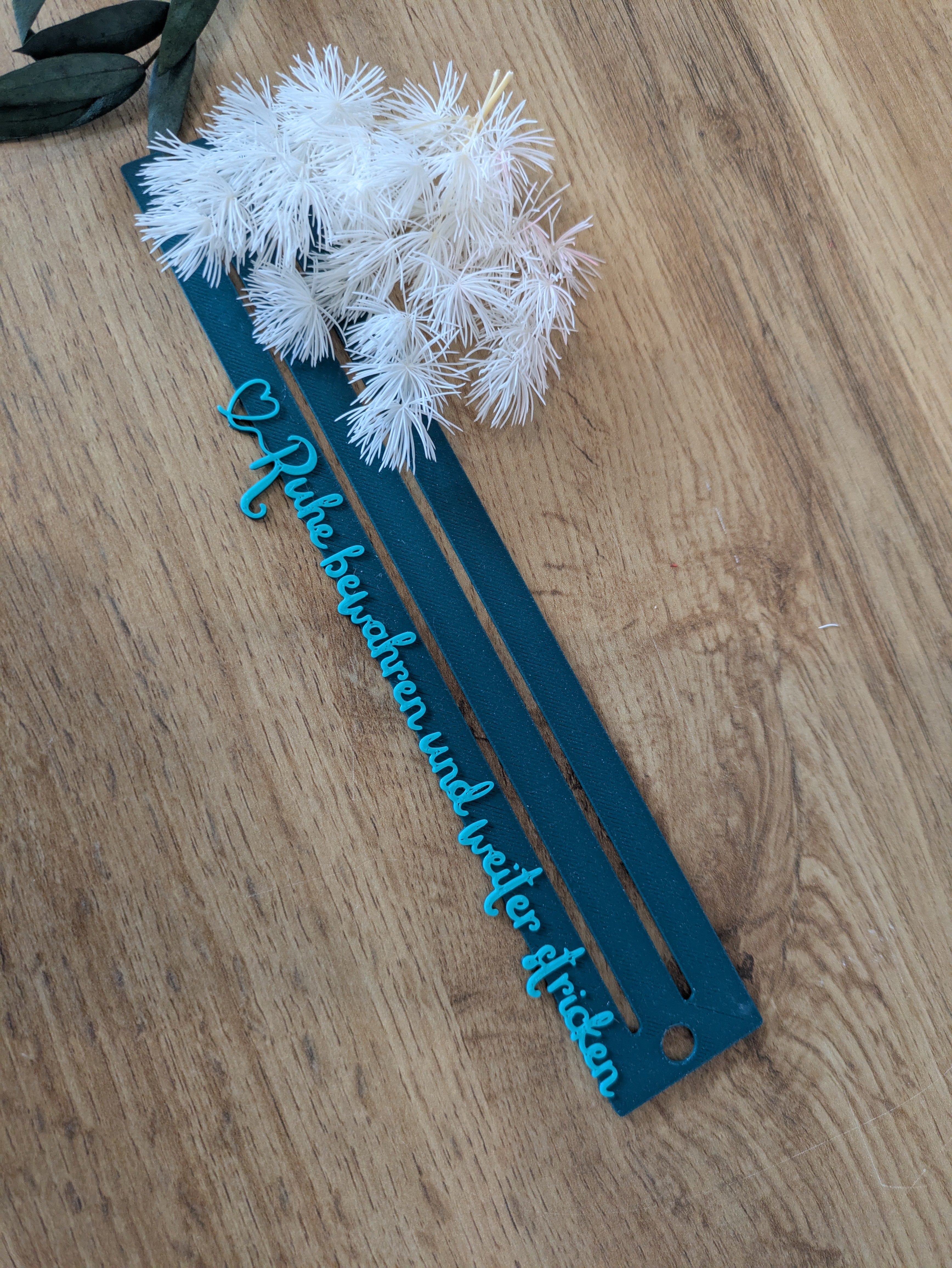 Anleitungslineal "Ruhe bewahren und stricken" - Markierhilfe für Reihen auf Papier-Strickanleitungen