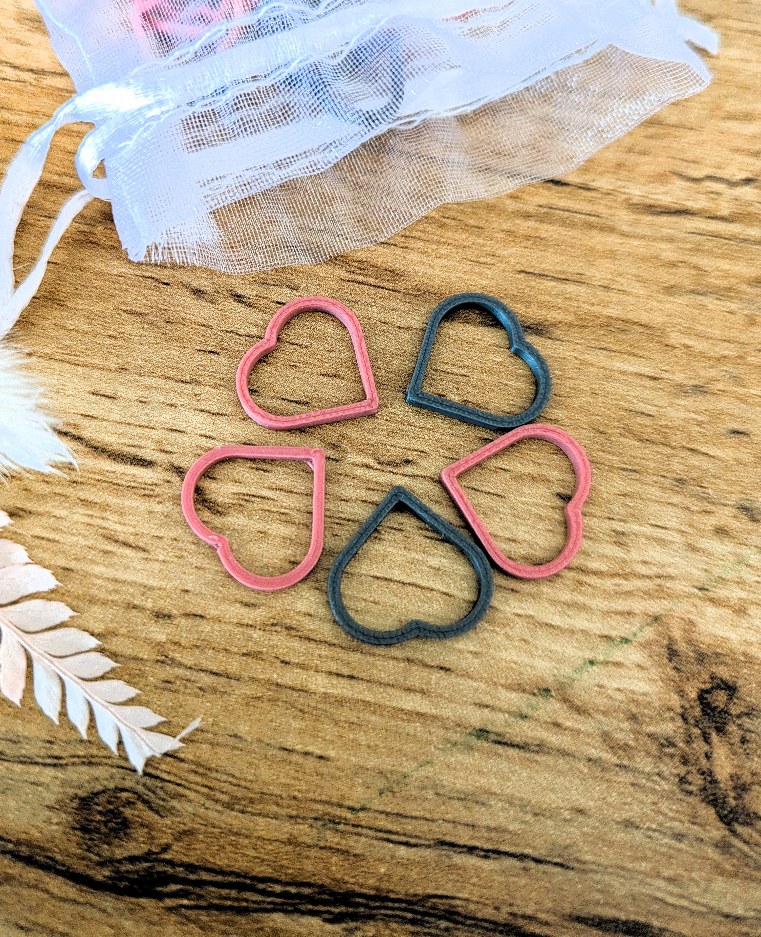 Maschenmarkierer Herz, 20 Stück, 3D-gedruckt, 2 Farben gemischt