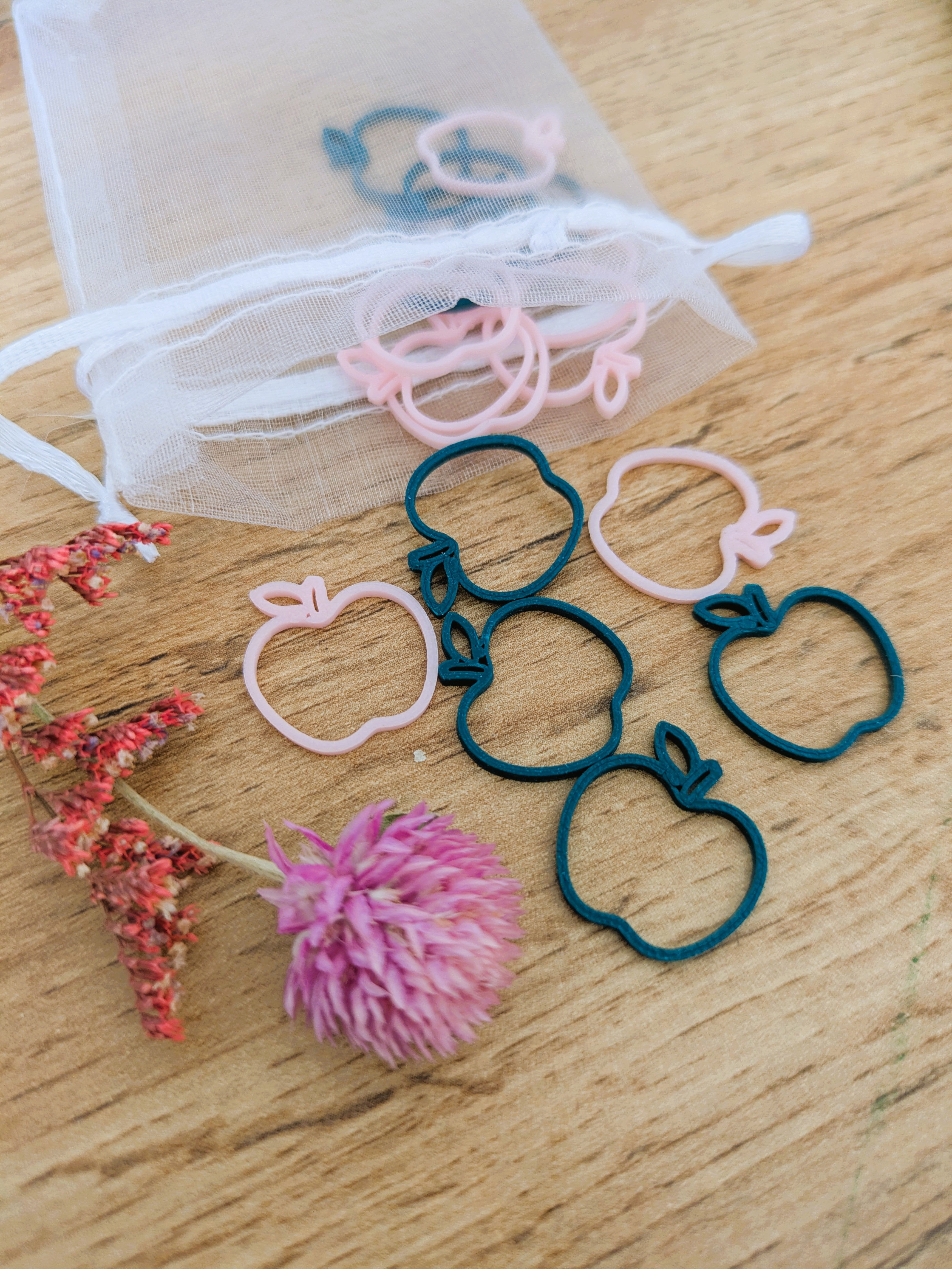 Maschenmarkierer Apfel, 20 Stück, 3D-gedruckt, 2 Farben gemischt