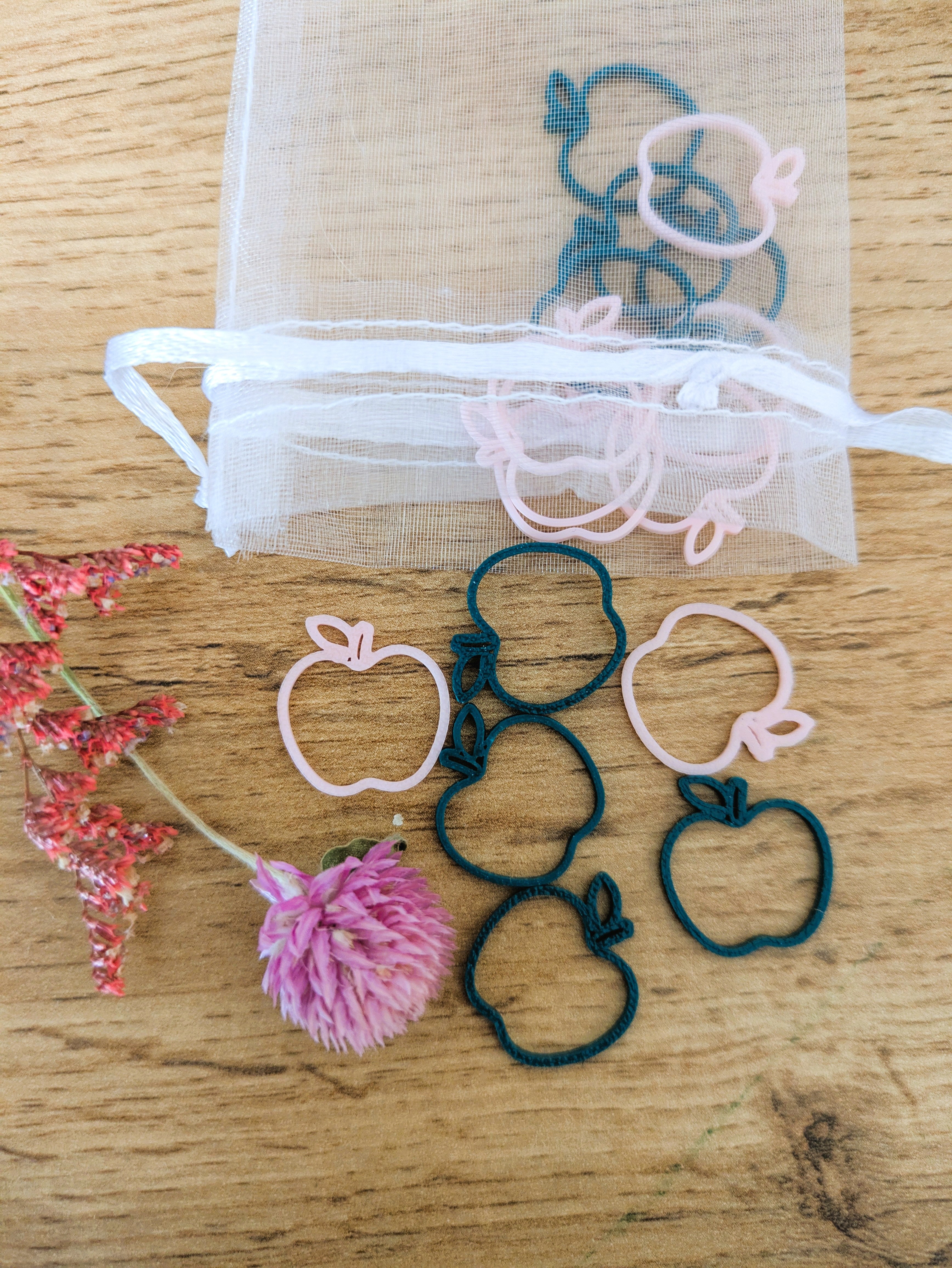 Maschenmarkierer Apfel, 20 Stück, 3D-gedruckt, 2 Farben gemischt