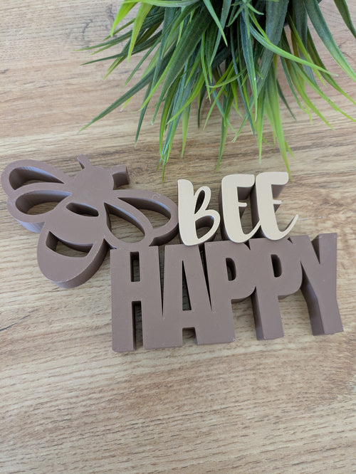 Deko-Schriftzug "Bee Happy" zum Hinstellen oder Aufhängen