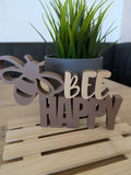 Deko-Schriftzug "Bee Happy" zum Hinstellen oder Aufhängen